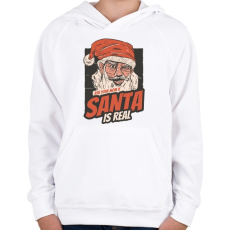 PRINTFASHION Mikulás létezik - kérdezd meg anyát - Gyerek kapucnis pulóver - Fehér