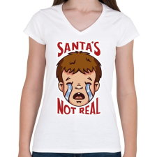 PRINTFASHION Mikulás nem létezik - Női V-nyakú póló - Fehér női póló