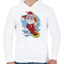 PRINTFASHION Mikulás - szörföző_Rajztábla 1 - Férfi kapucnis pulóver - Fehér férfi pulóver, kardigán