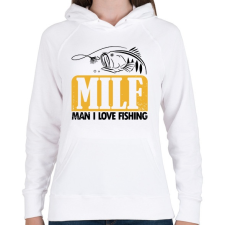 PRINTFASHION MILF horgász - Női kapucnis pulóver - Fehér női pulóver, kardigán