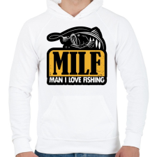 PRINTFASHION MILF - Man I Love Fishing - Férfi kapucnis pulóver - Fehér férfi pulóver, kardigán