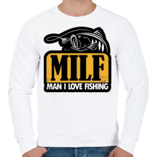 PRINTFASHION MILF - Man I Love Fishing - Férfi pulóver - Fehér