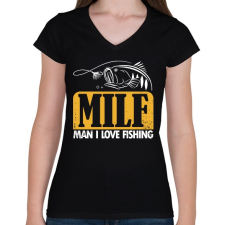 PRINTFASHION MILF pecás - Női V-nyakú póló - Fekete női póló