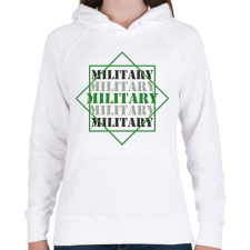 PRINTFASHION Military - Női kapucnis pulóver - Fehér női pulóver, kardigán