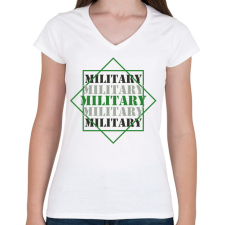 PRINTFASHION Military - Női V-nyakú póló - Fehér női póló