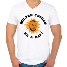 PRINTFASHION Milyen csodás ez a nap - Férfi V-nyakú póló - Fehér férfi póló