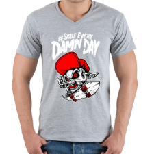 PRINTFASHION Minden átkozott nap - Férfi V-nyakú póló - Sport szürke férfi póló