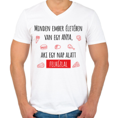 PRINTFASHION Minden ember életében van egy anya - Férfi V-nyakú póló - Fehér