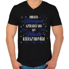 PRINTFASHION Minden Hercegnek - Keresztanya - Férfi V-nyakú póló - Fekete férfi póló
