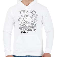 PRINTFASHION Minden könyv - egy varázslatos utazás - Férfi kapucnis pulóver - Fehér férfi pulóver, kardigán