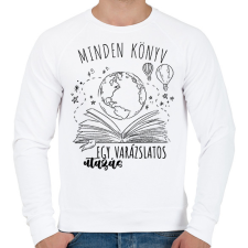 PRINTFASHION Minden könyv - egy varázslatos utazás - Férfi pulóver - Fehér férfi pulóver, kardigán