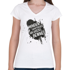 PRINTFASHION Minden lehetséges ha hiszel benne! - Női V-nyakú póló - Fehér női póló