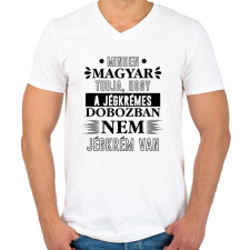 PRINTFASHION Minden magyar tudja - Férfi V-nyakú póló - Fehér férfi póló