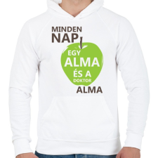 PRINTFASHION minden-nap-egy-alma-brown-green - Férfi kapucnis pulóver - Fehér férfi pulóver, kardigán