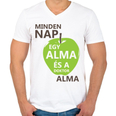 PRINTFASHION minden-nap-egy-alma-brown-green - Férfi V-nyakú póló - Fehér