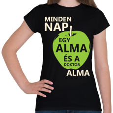 PRINTFASHION minden-nap-egy-alma-white-green - Női póló - Fekete