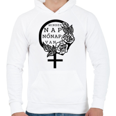 PRINTFASHION Minden nap - Férfi kapucnis pulóver - Fehér