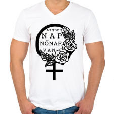 PRINTFASHION Minden nap - Férfi V-nyakú póló - Fehér férfi póló