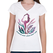 PRINTFASHION Minden nap jóga nap van - Női V-nyakú póló - Fehér női póló