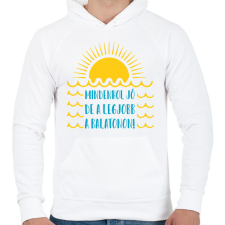 PRINTFASHION Mindenhol jó, de a legjobb a Balatonon! - Férfi kapucnis pulóver - Fehér férfi pulóver, kardigán
