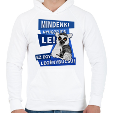 PRINTFASHION Mindenki nyugodjon le legénybúcsú - Férfi kapucnis pulóver - Fehér