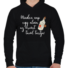 PRINTFASHION Mindennap egy alma - Férfi kapucnis pulóver - Fekete