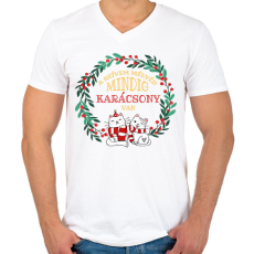 PRINTFASHION Mindig karácsony van - Férfi V-nyakú póló - Fehér