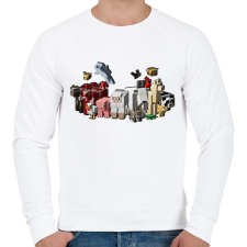 PRINTFASHION Minecraft állatok - Férfi pulóver - Fehér férfi pulóver, kardigán