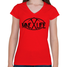 PRINTFASHION Minecraft - bányász élet - Női V-nyakú póló - Piros