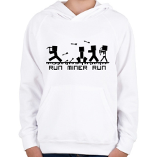PRINTFASHION Minecraft bányász (fekete) - Gyerek kapucnis pulóver - Fehér gyerek pulóver, kardigán