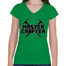 PRINTFASHION Minecraft bányász mester - Női V-nyakú póló - Zöld női póló