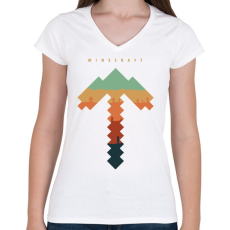 PRINTFASHION Minecraft bányász - Női V-nyakú póló - Fehér