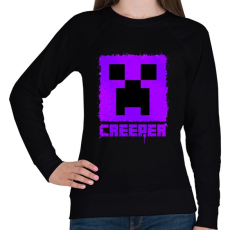 PRINTFASHION Minecraft creeper lila - Női pulóver - Fekete
