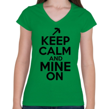 PRINTFASHION Minecraft - Csak nyugi és bányássz! - Női V-nyakú póló - Zöld női póló