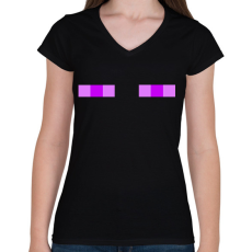 PRINTFASHION Minecraft enderman - Női V-nyakú póló - Fekete