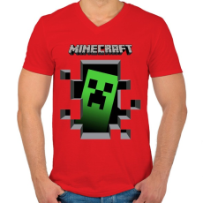 PRINTFASHION Minecraft - Férfi V-nyakú póló - Piros