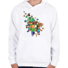 PRINTFASHION Minecraft - Gyerek kapucnis pulóver - Fehér gyerek pulóver, kardigán