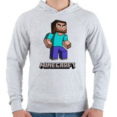 PRINTFASHION Minecraft - Herobrine - Férfi kapucnis pulóver - Sport szürke