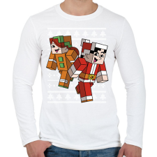 PRINTFASHION Minecraft Karácsony - Férfi hosszú ujjú póló - Fehér férfi póló
