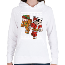 PRINTFASHION Minecraft Karácsony - Női kapucnis pulóver - Fehér női pulóver, kardigán
