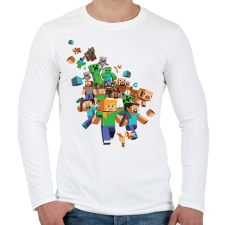 PRINTFASHION Minecraft karakterek - Férfi hosszú ujjú póló - Fehér férfi póló