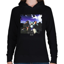 PRINTFASHION minecraft ló (képregény stílus) - Női kapucnis pulóver - Fekete női pulóver, kardigán