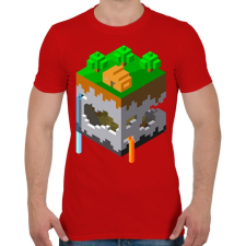 PRINTFASHION Minecraft map - Férfi póló - Piros férfi póló