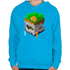 PRINTFASHION Minecraft map - Gyerek kapucnis pulóver - Azúrkék gyerek pulóver, kardigán