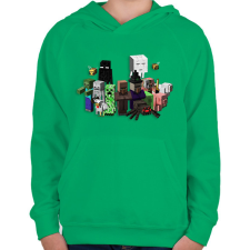 PRINTFASHION minecraft mobok - Gyerek kapucnis pulóver - Zöld gyerek pulóver, kardigán