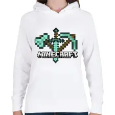 PRINTFASHION Minecraft - Női kapucnis pulóver - Fehér női pulóver, kardigán