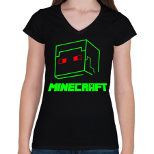 PRINTFASHION Minecraft - Női V-nyakú póló - Fekete női póló