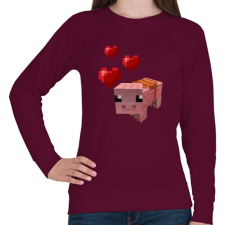 PRINTFASHION Minecraft pig love - Női pulóver - Bordó női pulóver, kardigán