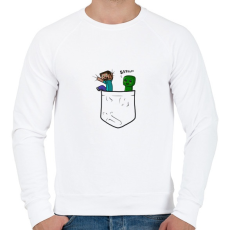 PRINTFASHION Minecraft Pocket - Férfi pulóver - Fehér