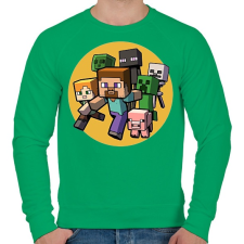 PRINTFASHION Minecraft RUN - Férfi pulóver - Zöld férfi pulóver, kardigán